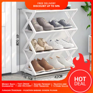 Rak Sepatu Sandal 4 Susun Model Zigzag