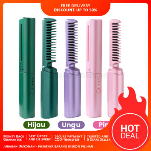 Sisir Catok Panas Pelurus Rambut Portabel USB Rechargeable